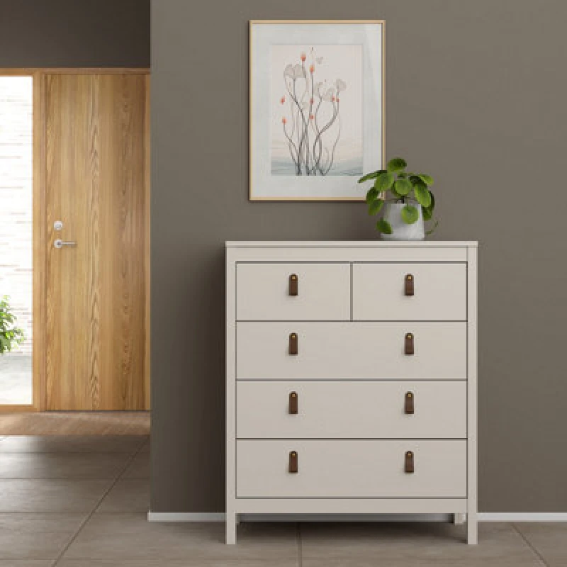 Image of Madrid Cashmere 5 Drawer Chest (H)989mm (W)823mm (D)384mm