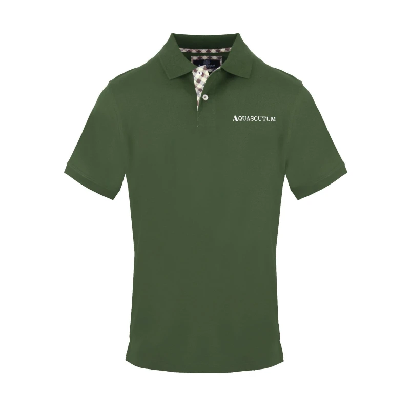Image of Aquascutum Mens Polo Short Sleeve Polo Shirt Short Sleeve Polos Small Green 54288715350