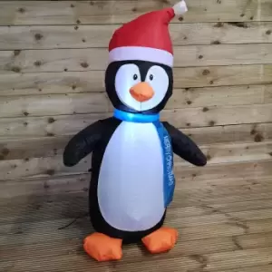 Image of 1.2m Premier Christmas LED Inflatable Outdoor Penguin with Santa Hat and Scarf