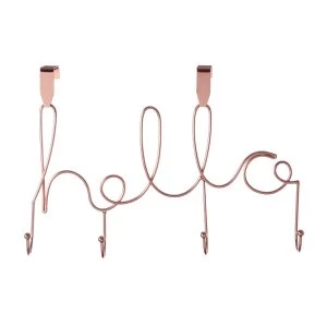 Image of Premier Housewares Hello 4 Hook Over The Door Hanger - Rose Gold