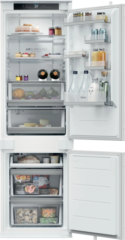 Image of Haier Series 6 HBQW5518EK-UK 177cm 70/30 Integrated No Frost Fridge Freezer with Sliding Door Hinge - White - E Rated