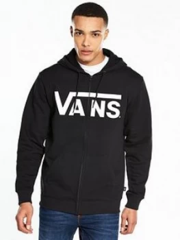 Image of Vans Classic Logo Zip Through Hoodie Black White Size M Men