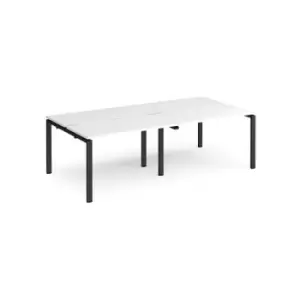 Image of Bench Desk 4 Person Rectangular Desks 2400mm White Tops With Black Frames 1200mm Depth Adapt