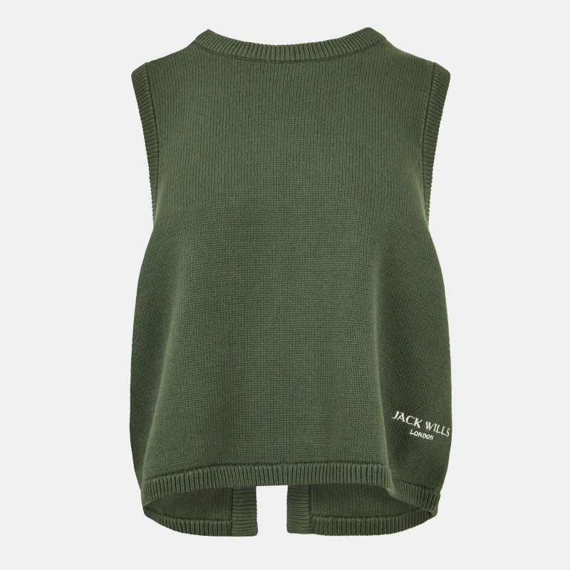 Image of Jack Wills Womens Open Back Sweater Vest Khaki female 8 (XS)