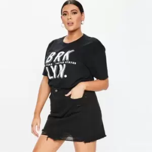 Image of Missguided Plus Denim Mini Skirt - Black