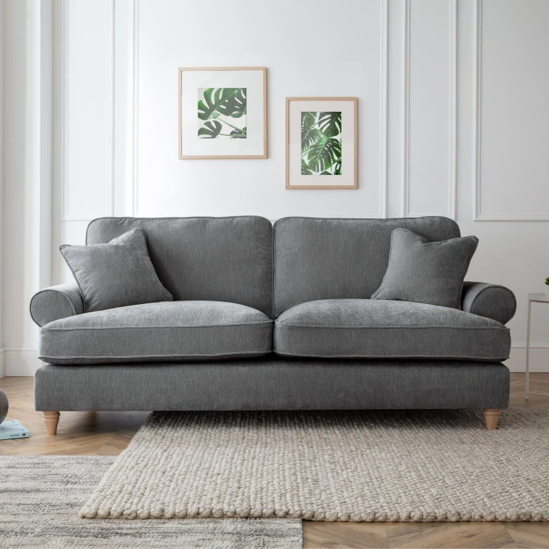 Image of The Great Sofa Company Ezra 3 Seater Sofa Manhattan Charcoal Charcoal Unisex 3 Seater