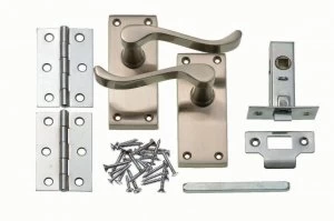 Image of Wickes York Victorian Scroll Latch Door Handle Set - Satin Nickel 1 Pair