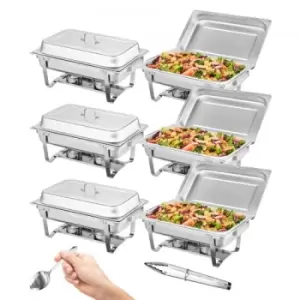 Image of VEVOR Chafing Dish Buffet Set, 8 Qt 6 Pack, Stainless Chafer with 6 Full Size Pans, Rectangle Catering Warmer Server with Lid Water Pan Folding Stand