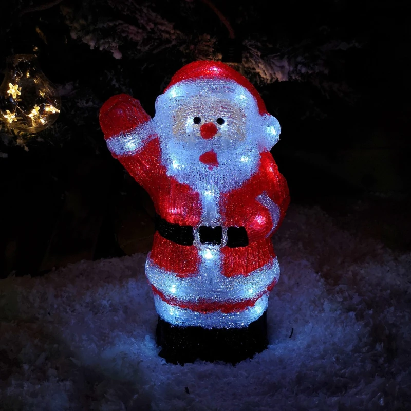 Image of 28cm Battery Operated LED Light up Acrylic Christmas Santa Decoration