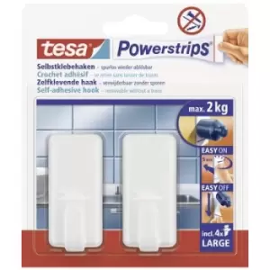 Image of tesa POWERSTRIPS Large Classic adhesive hook White Content: 2 pc(s)