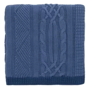 Image of Joules Costal Cable Blue Throw Blue