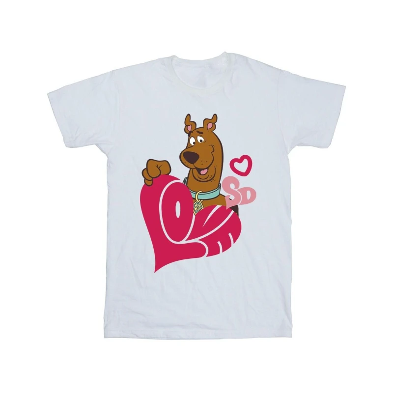 Image of Scooby Doo Scooby Doo Men Love Heart T-Shirt in White Size: Small White S Male 5063376335959