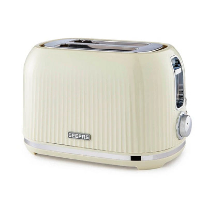 Image of Geepas Fluted 2 Slice Bread Toaster With 7 Browning Levels Cream