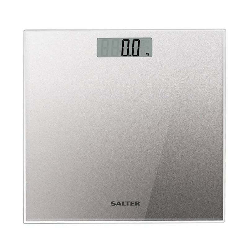 Image of SALTER 9037 SVGL3R Digital Bathroom Scale - Silver Glitter Glass, Silver/Grey 5054061480450