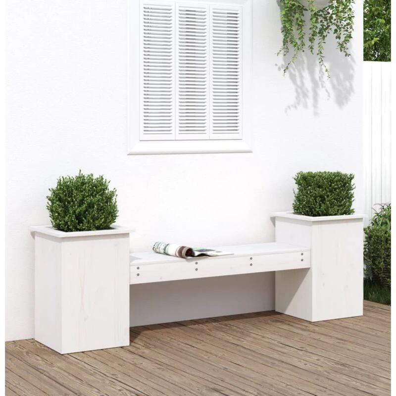 Image of vidaXL Planter Bench White 184.5x39.5x56.5cm Solid Wood Pine, White 825171