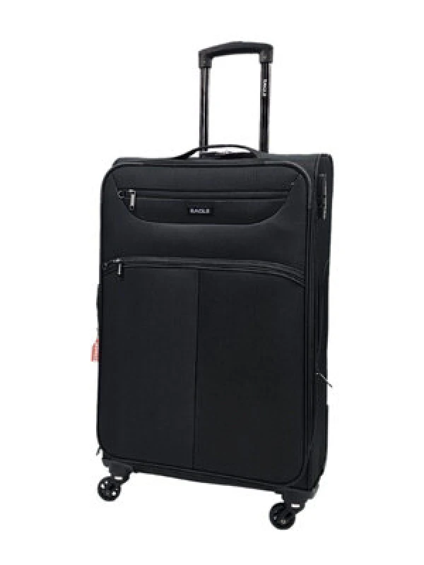 Image of Eagles Lightweight Soft Suitcases 4 Wheel Travel Luggage TSA True Black
