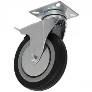 Image of Sealey SCW1125SPL Castor Wheel Swivel Plate with Brake Ø125mm