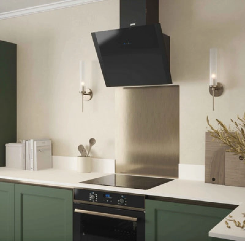 Image of Forgeworks Brushed Brass Stainless Steel - Self Adhesive - Metal Kitchen Splashback 600mm X 750mm X 0.9mm