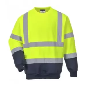 Image of Portwest Mens Hi-Vis Two Tone Sweatshirt (M) (Yellow/Navy)