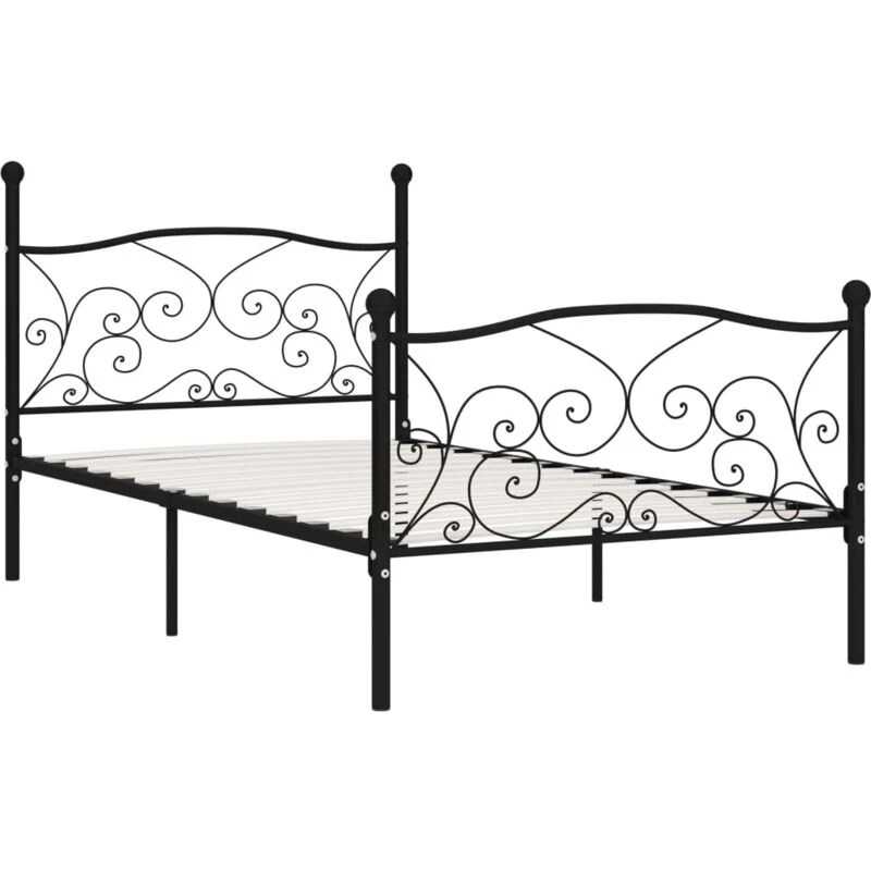 Image of VIDAXL Bed Frame without Mattress with Slatted Base Black Metal 100x200cm Vidaxl 284455