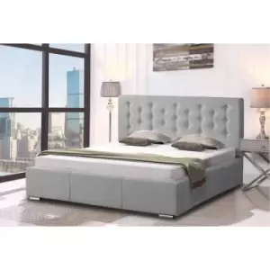 Image of Pinia Upholstered Beds - Plush Velvet, King Size Frame, Silver - Silver