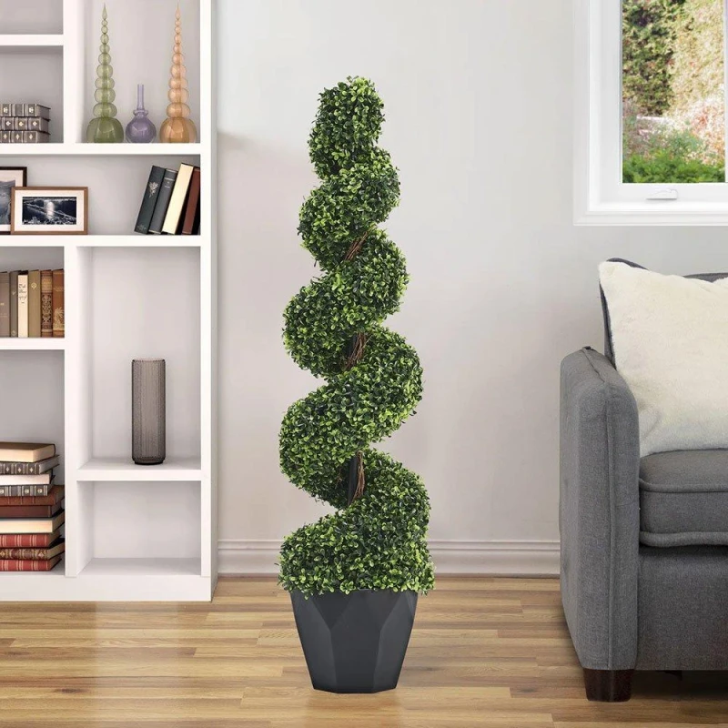 Image of LIFE IDEAS 2 Packs of 120cm Artificial Potted Spiral Trees - Green Green L
