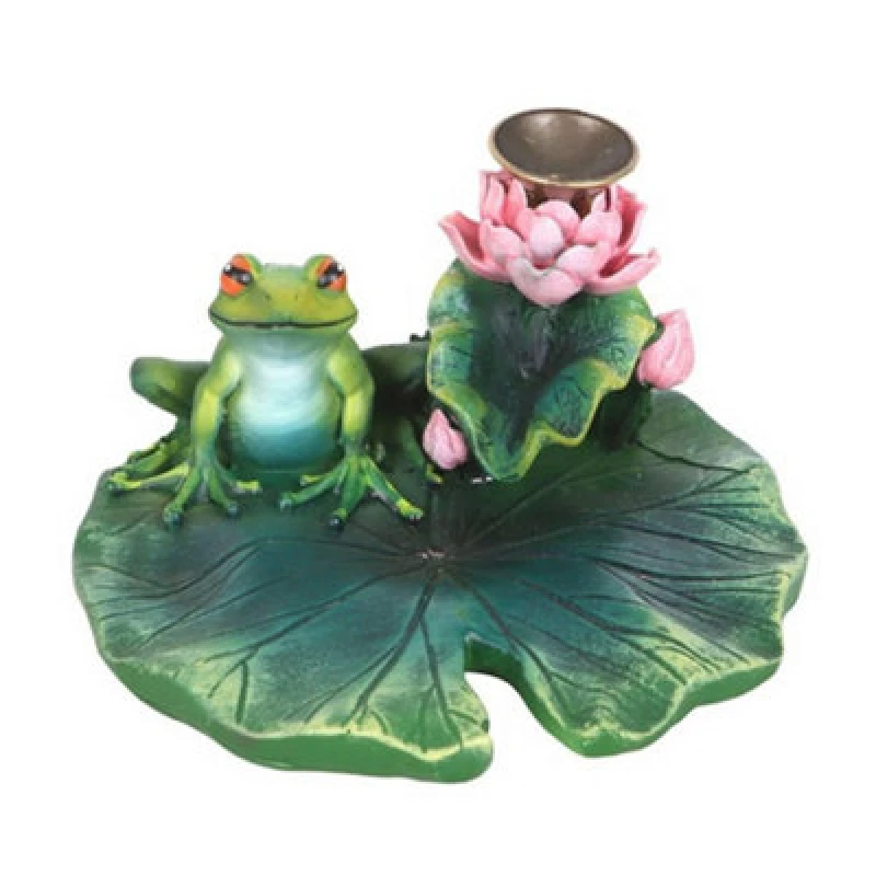 Image of Something Different Something Different Lily pad Backflow Incense Burner in Green Green One Size Unisex 5063703387361