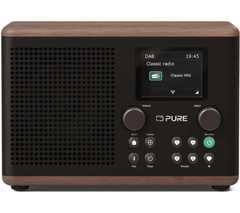 Image of PURE Classic H4 DAB Bluetooth Radio - Walnut & Coffee Black, Brown,Black 759454301330