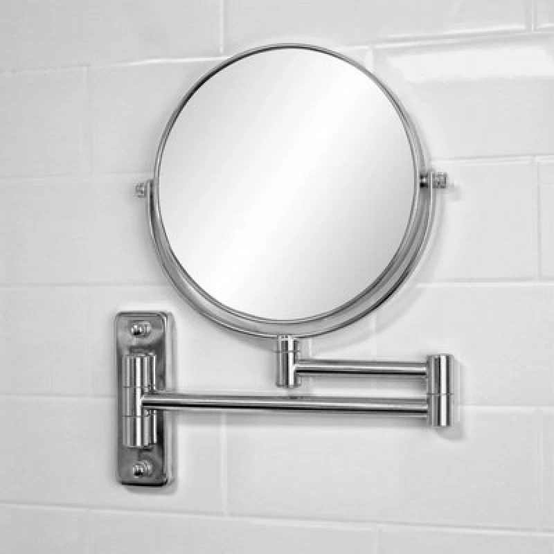 Image of Showerdrape Lindos 3x Magnifying Chrome Extending Wall Mounted Shaving Mirror Metallic Silver unisex