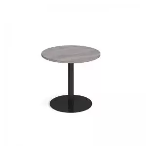 Image of Monza circular dining table with flat round Black base 800mm - grey