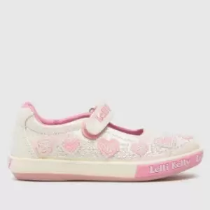 Image of Lelli Kelly White & Pink Aurora Dolly Girls Junior Shoes