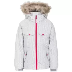 Image of Trespass Girls Denia Touch Fastening Hooded Ski Jacket (5-6 Years) (Platinum Print)