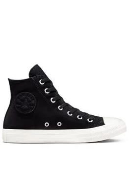 Image of Converse Chuck Taylor All Star Hi Top Plimsolls - Black/White, Size 5, Women