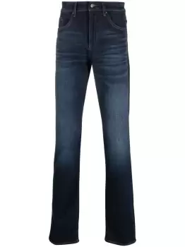 Image of BOSS Washed Straight-leg Jeans Navy