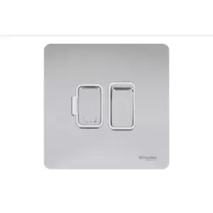 Image of Schneider Electric Ultimate Screwless Flat Plate - Switched Fused Connection Unit, 13A, GU5410WPC, Polished Chrome with White Insert