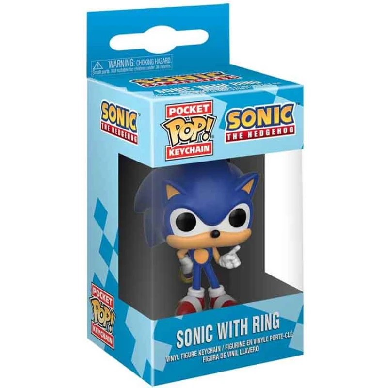 Image of AJ Toys & Books Funko Pocket Pop! Keychain: Sonic: Sonic W/ Ring
