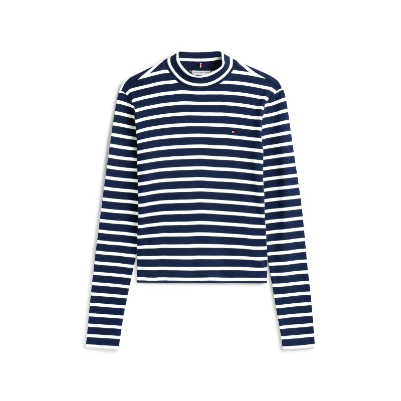 Image of Tommy Hilfiger Womens Slim Cody Long-Sleeve T-Shirt Dark Night Navy female 10 (S)