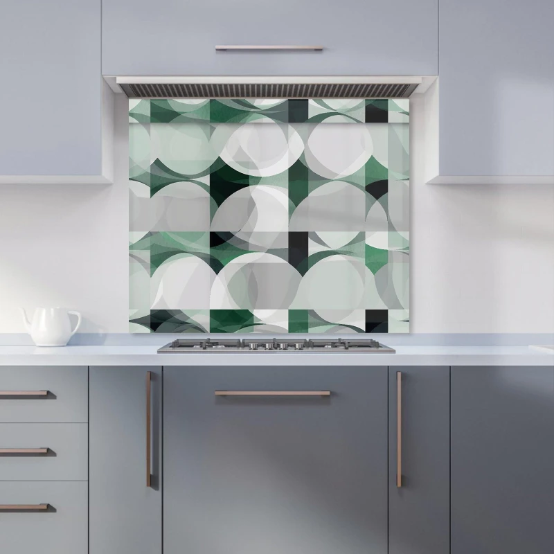 Image of Warren Reed - Designer Geometric Grey Green Kitchen Splashback Size: 900mm x 750mm Green Unisex 900mm x 750mm