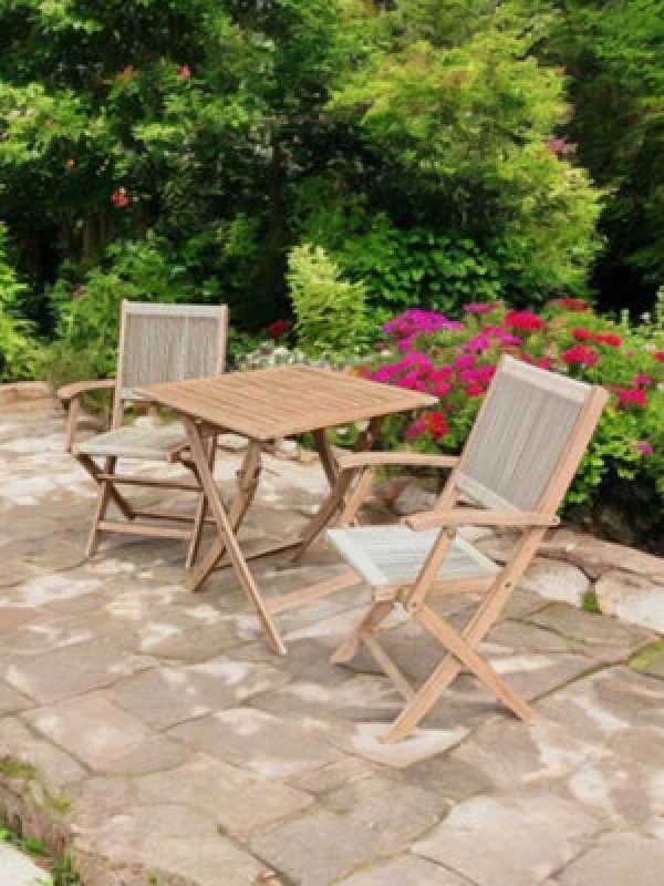 Image of Royalcraft London 70Cm Square Folding Bistro Set With 2 London Rope Folding Armchairs