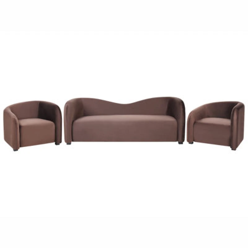 Image of Beliani Living Room Set 5 Seater Veltada Velvet Dark Brown