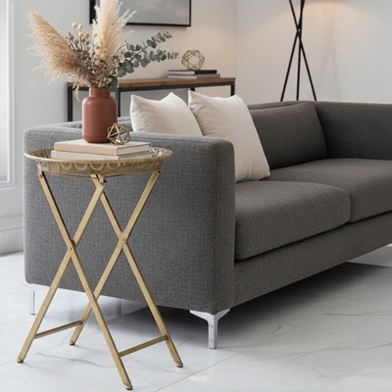 Image of Premier Housewares Reza Folding Tray Table Gold