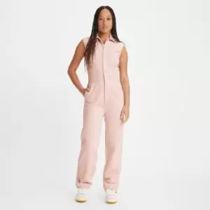 Image of Cotton Mix Sleeveless Boilersuit with Shirt Collar