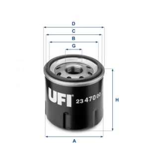 Image of 2347000 UFI Oil Filter Oil Spin-On