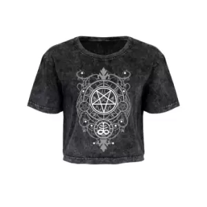 Image of Grindstore Womens/Ladies Aureate Pentagram Oversized Crop Top (L) (Grey)