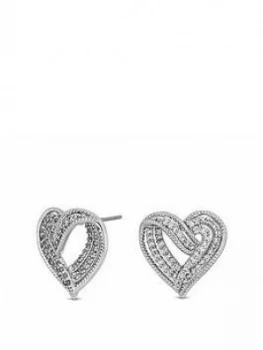 Image of Jon Richard Jon Richard Cubic Zirconia Crystal Heart Stud Earrings