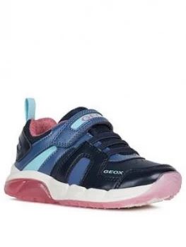 Image of Geox Girls Spaxiale Strap Trainer - Navy Pink