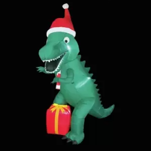 Image of Premier 2.1m Inflatable Christmas T-Rex with Present