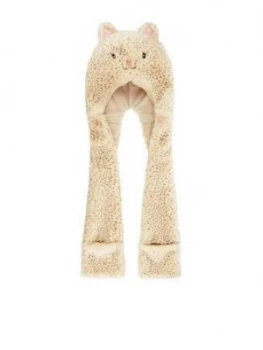 Image of Monsoon Girls Leopard Cat Hat Scarf - Brown