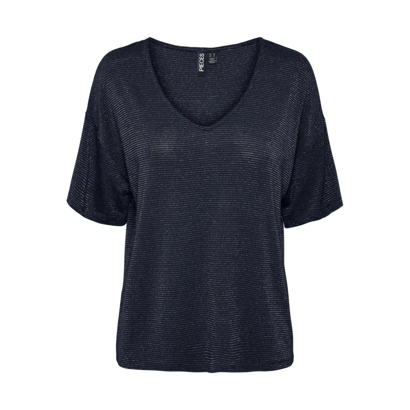 Image of Pieces Womens oversized striped T-Shirt Pieces Billo Lurex Bleu Female L