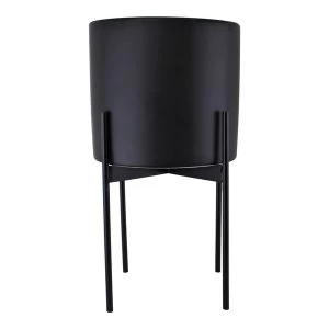 Image of Black Planter With Metal Stand 24cm